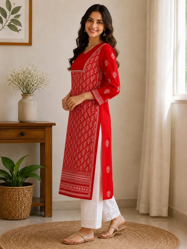 Scarlet_Red_Kurti_Cotton_Full_Jaal_Work