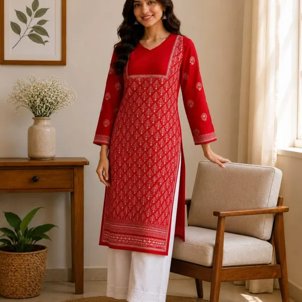 Scarlet_Red_Kurti_Cotton_Full_Jaal_Work