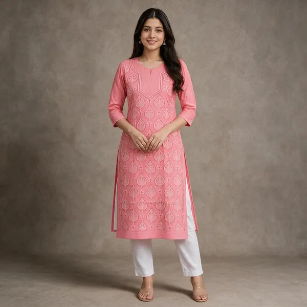 Coral_Pink_Voile_Cotton_Kurti