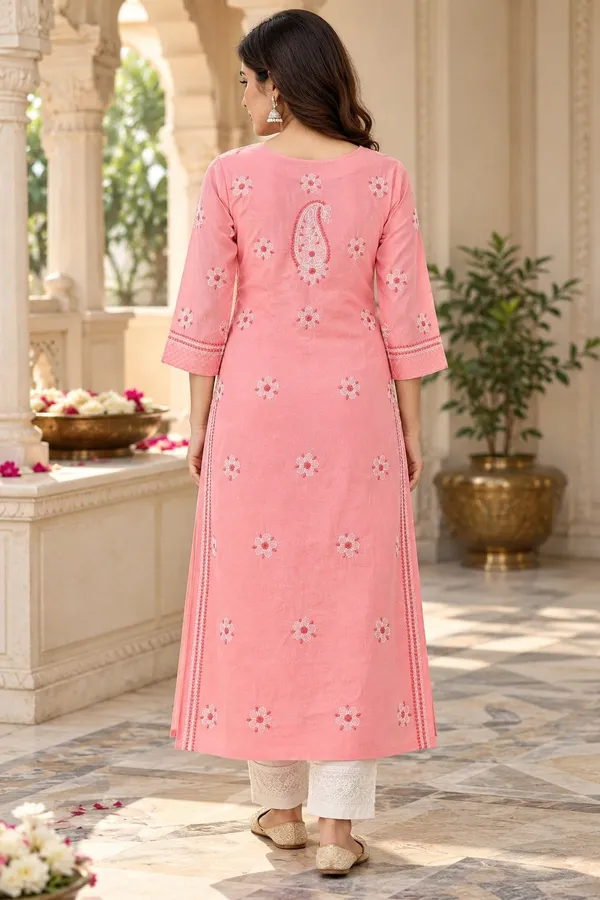 Coral_Pink_Voile_Cotton_Kurti