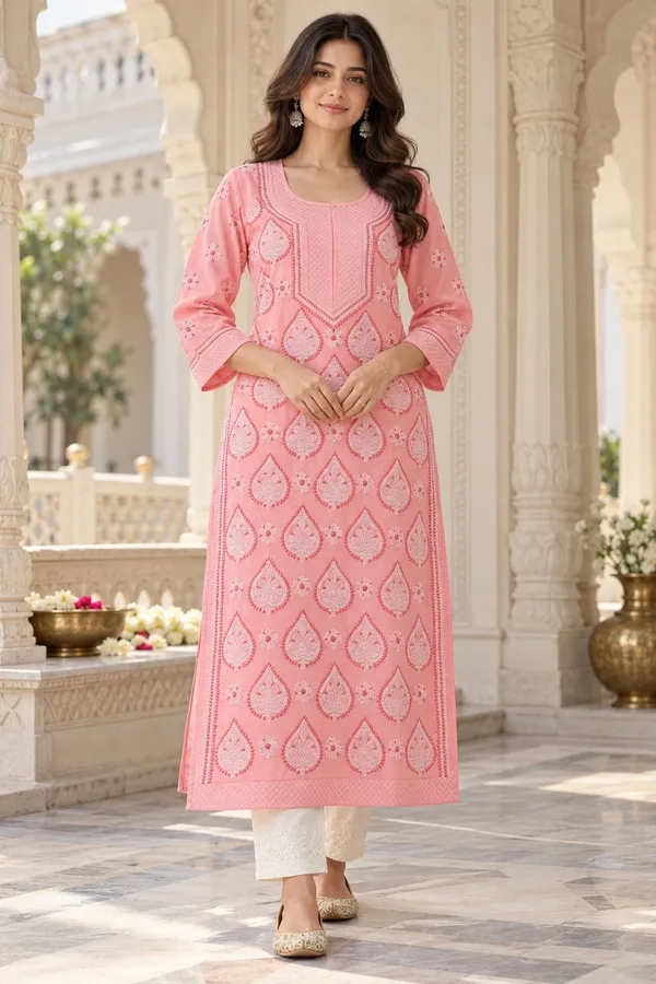 Coral_Pink_Voile_Cotton_Kurti