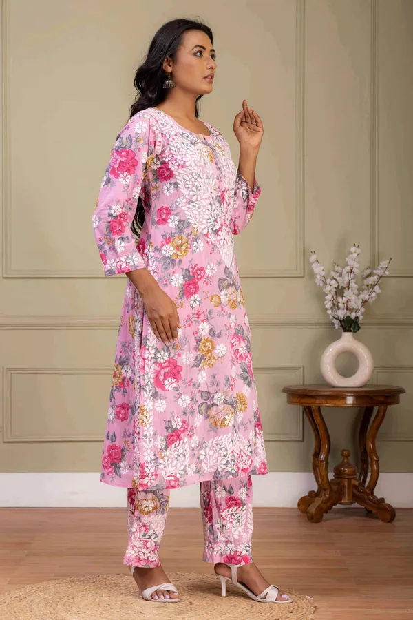 Pink_Floral_Mul_Cotton_Kurti_Set