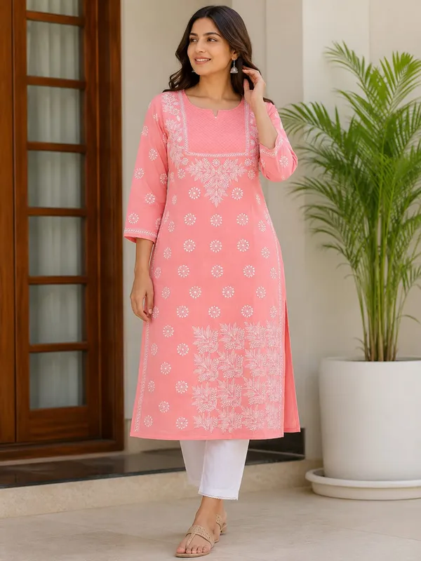 Salmon_Pink_Voile_Cotton_Kurti