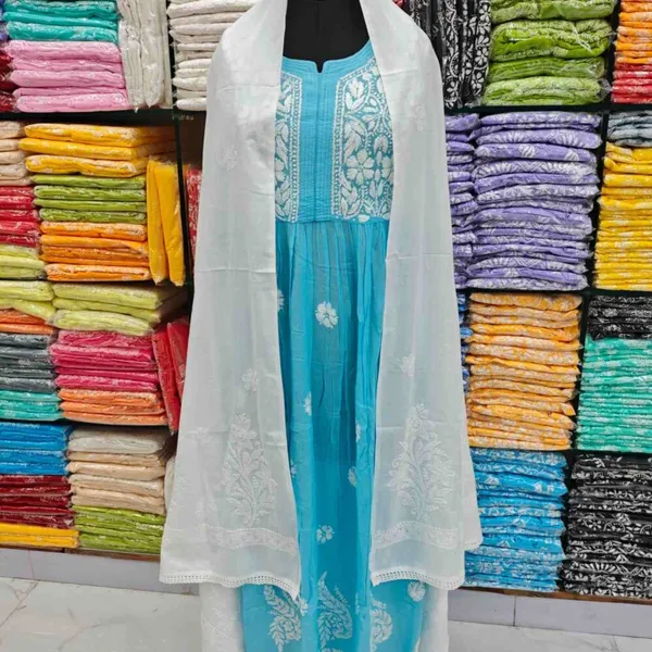 White_Hand_Embroidered_Lucknowi_Chikankari_Pure_Soft_Cotton_Dupatta