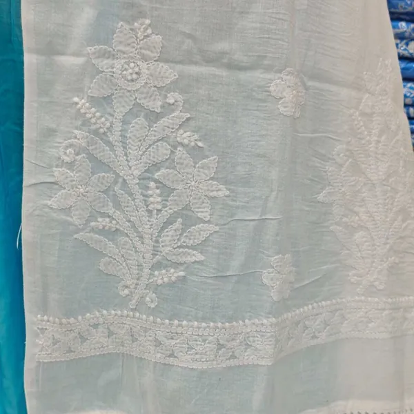 White_Hand_Embroidered_Lucknowi_Chikankari_Pure_Soft_Cotton_Dupatta