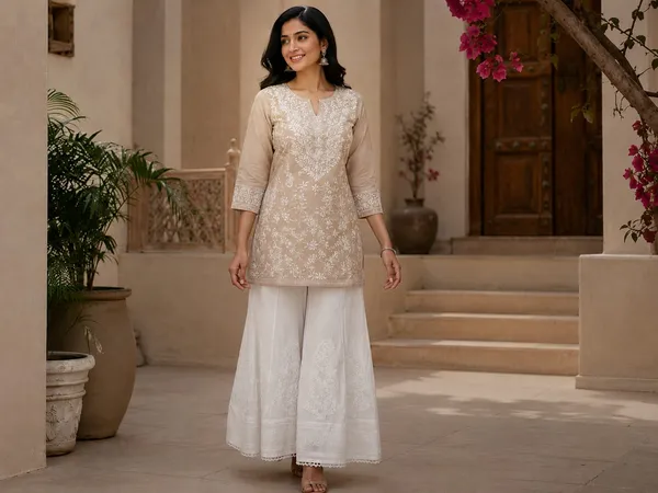 White_Hand_Embroidered_Pure_Cotton_Chikankari_Kalidar_Palazzo