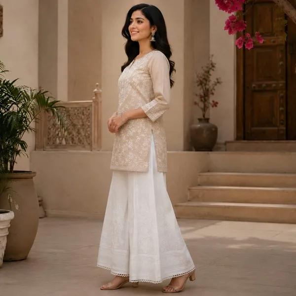 White_Hand_Embroidered_Pure_Cotton_Chikankari_Kalidar_Palazzo