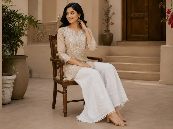 White_Hand_Embroidered_Pure_Cotton_Chikankari_Kalidar_Palazzo