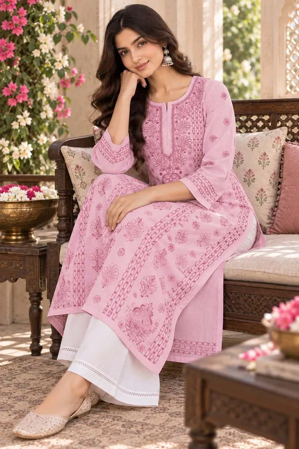 Onion_Pink_Handcrafted_Lucknowi_Chikan_Aabha_Cotton_Kurti