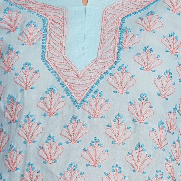 Sky_Blue_Hand_Embroidered_Chikan_Cotton_Top_With_Contrast_Thread_Work