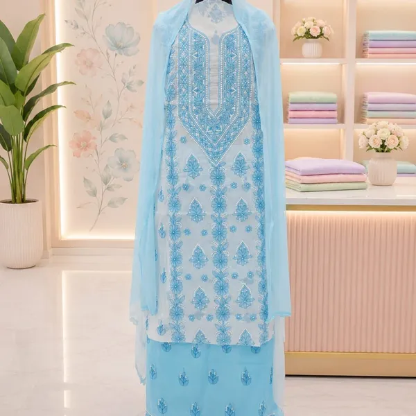 Sky_Blue_Hand_Embroidered_Soft_Cotton_Unstitched_Contrast_Chikan_Suit_Set