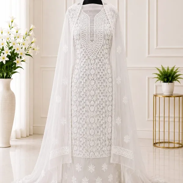White_Chiffon_Front_Jaal_Suit_Piece_With_Dupatta