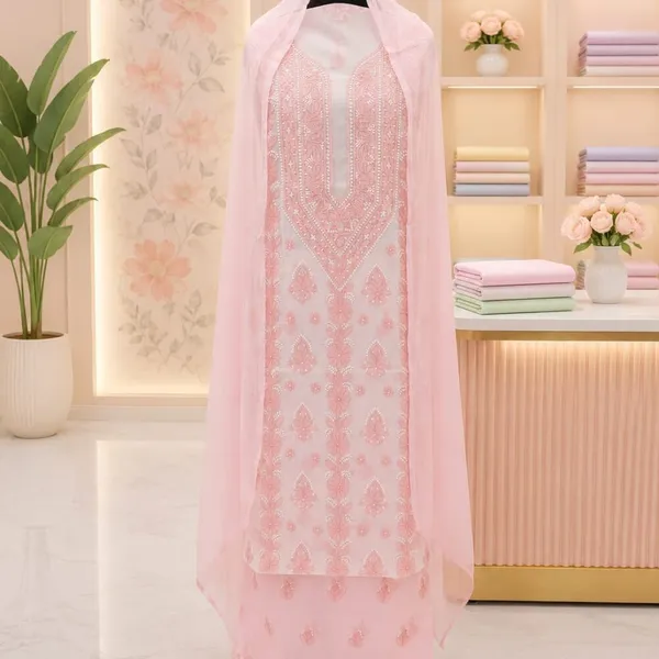 Blush_Pink_Hand_Embroidered_Soft_Cotton_Unstitched_Contrast_Chikan_Suit_Set