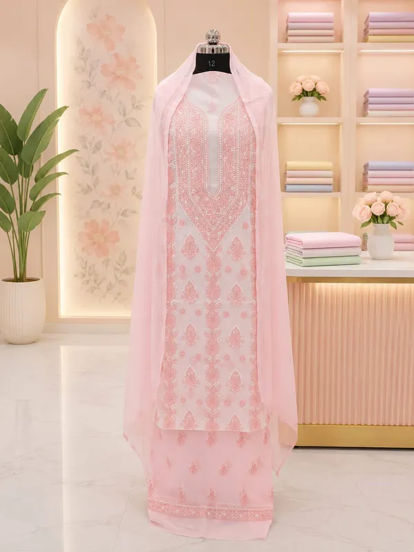 Blush_Pink_Hand_Embroidered_Soft_Cotton_Unstitched_Contrast_Chikan_Suit_Set