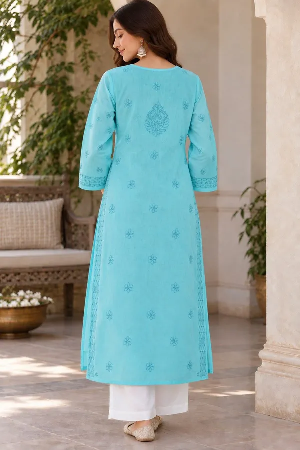 Sky_Blue_Handcrafted_Lucknowi_Chikan_Aabha_Cotton_Kurti