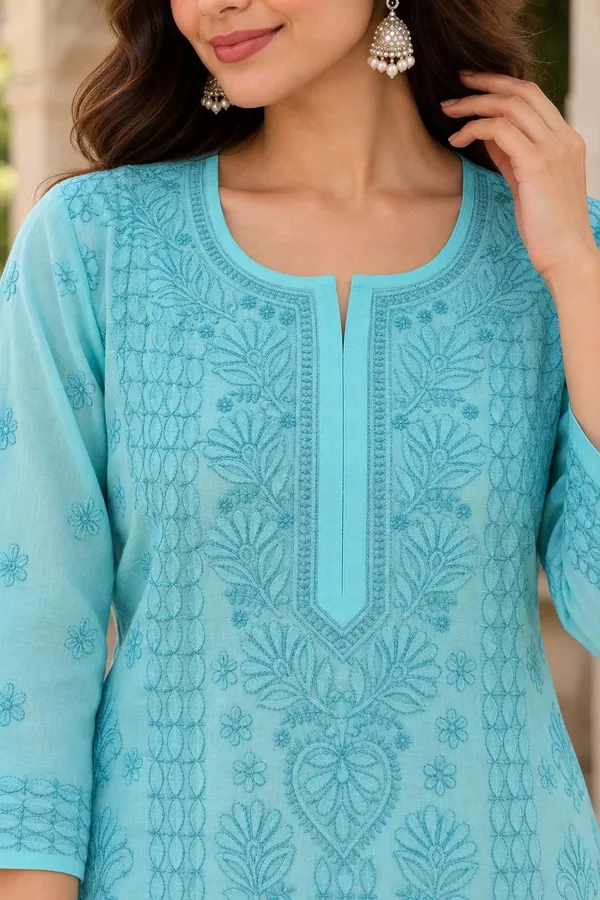 Sky_Blue_Handcrafted_Lucknowi_Chikan_Aabha_Cotton_Kurti