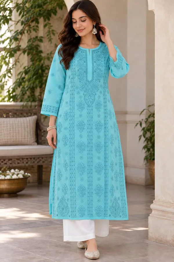 Sky_Blue_Handcrafted_Lucknowi_Chikan_Aabha_Cotton_Kurti