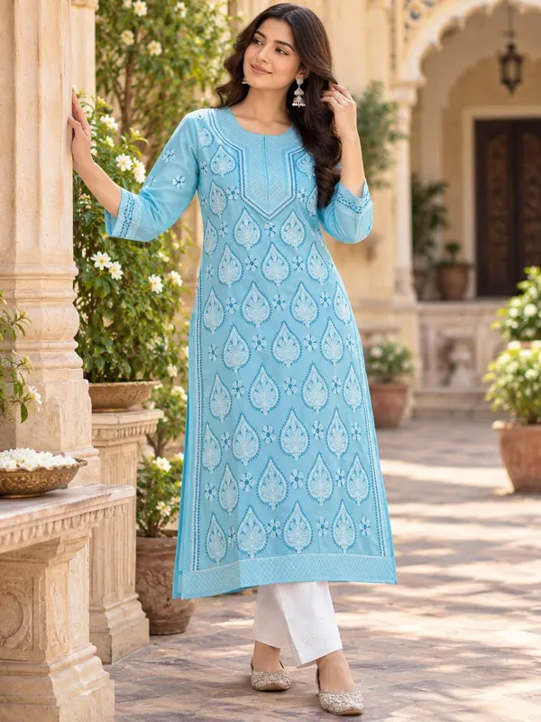 Sky_Blue_Voile_Cotton_Kurti