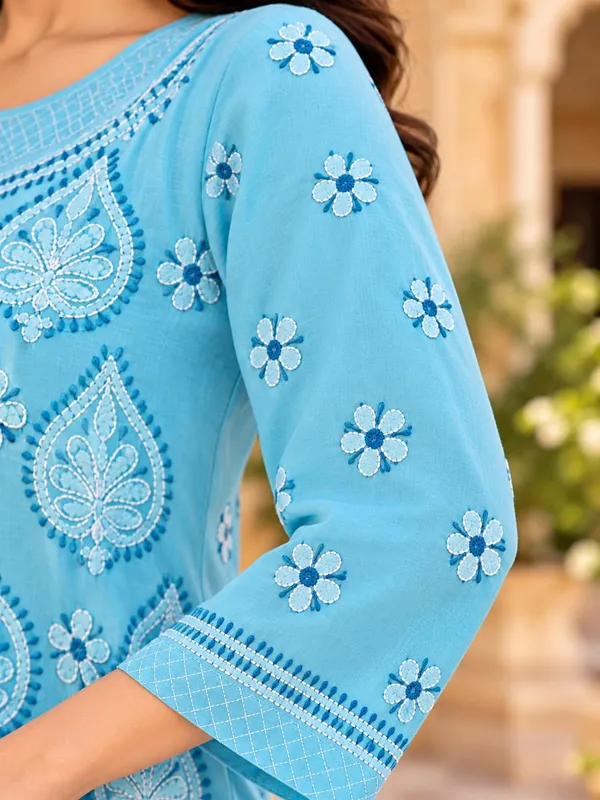 Sky_Blue_Voile_Cotton_Kurti
