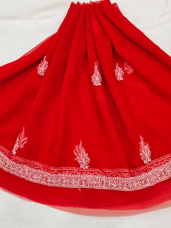 Cherry_Red_Hand_Crafted_Soft_Chiffon_Unstitched_Chikan_Suit_Set_Panel_Pattern