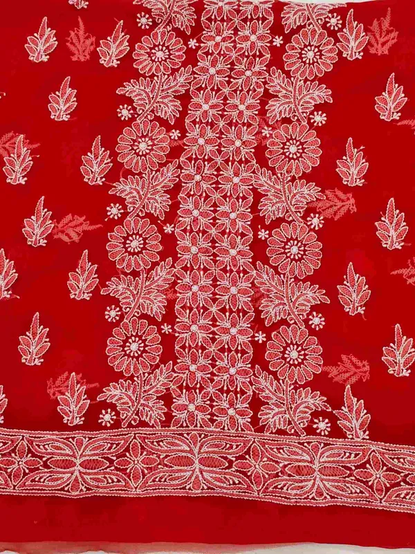 Cherry_Red_Hand_Crafted_Soft_Chiffon_Unstitched_Chikan_Suit_Set_Panel_Pattern