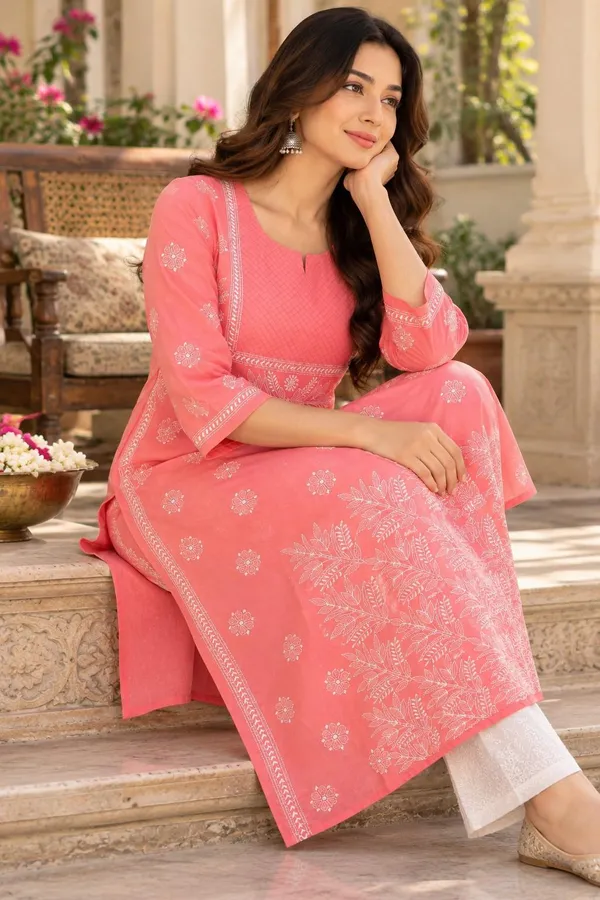 Salmon_Pink_Voile_Cotton_Kurti