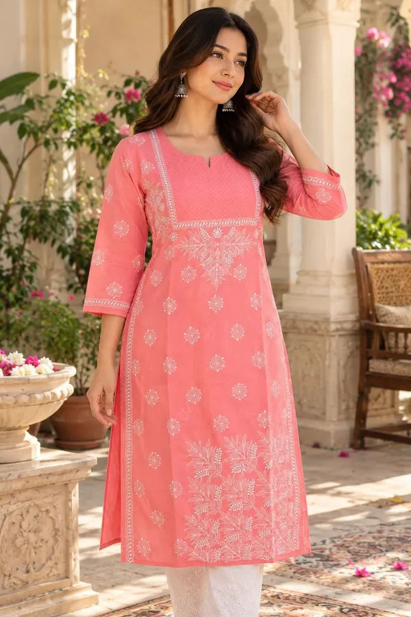 Salmon_Pink_Voile_Cotton_Kurti