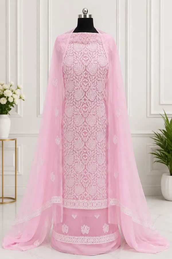Blush_Pink_Hand_Embroidered_Soft_Chiffon_Unstitched_Leaf_Chikankari_Suit_Set_With_Dupatta