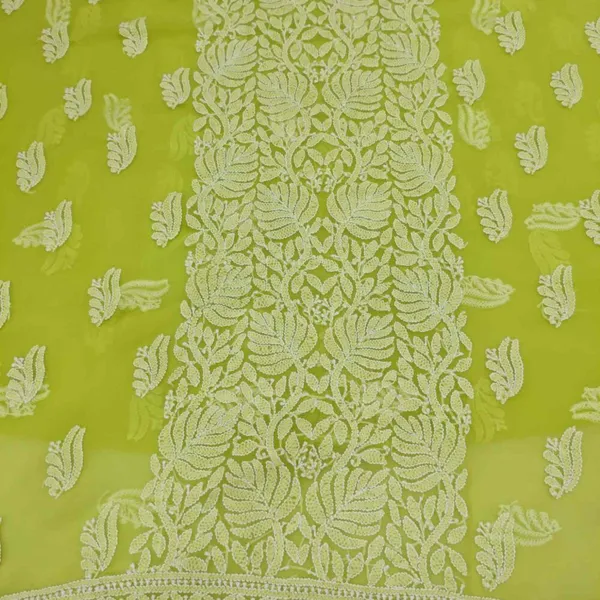 Neon_Lime_Green_Hand_Embroidered_Soft_Chiffon_Unstitched_Leaf_Chikankari_Suit_Set_With_Dupatta