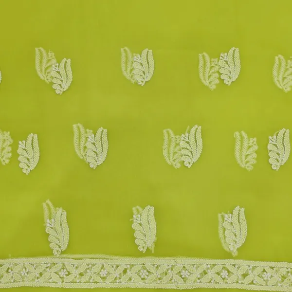 Neon_Lime_Green_Hand_Embroidered_Soft_Chiffon_Unstitched_Leaf_Chikankari_Suit_Set_With_Dupatta