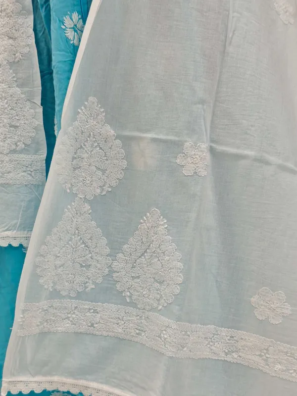 White_Hand_Embroidered_Lucknowi_Chikankari_Pure_Soft_Cotton_Dupatta