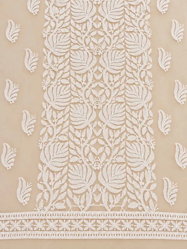Light_Fawn_Hand_Embroidered_Soft_Chiffon_Unstitched_Leaf_Chikankari_Suit_Set_With_Dupatta