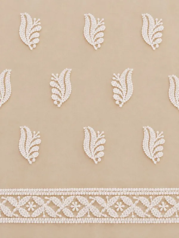 Light_Fawn_Hand_Embroidered_Soft_Chiffon_Unstitched_Leaf_Chikankari_Suit_Set_With_Dupatta