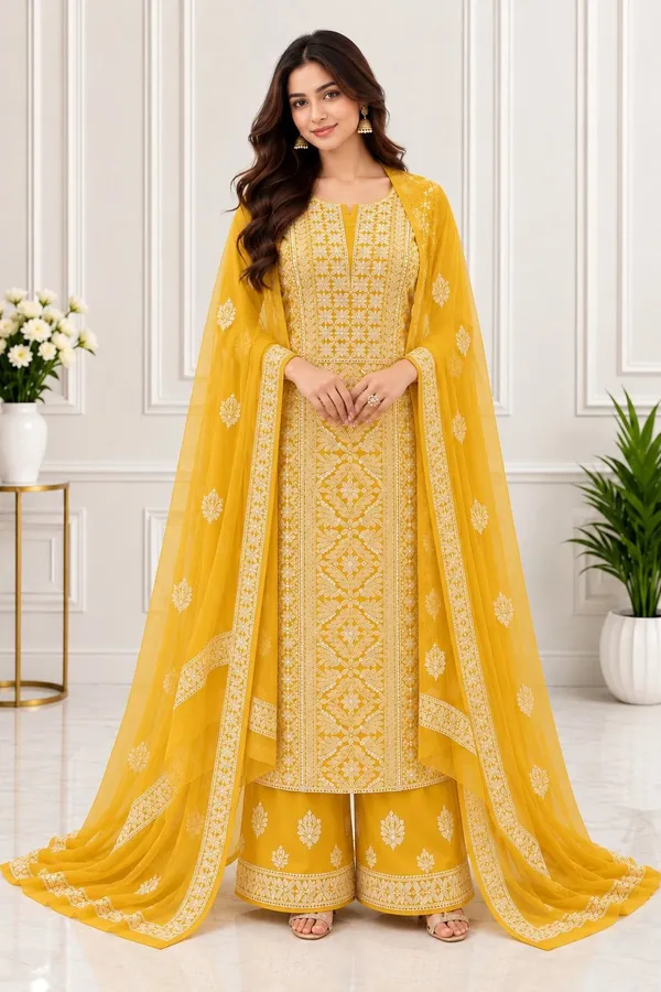 Mustard_Yellow_Suit_Piece_Chiffon_Jaal_With_Dupatta
