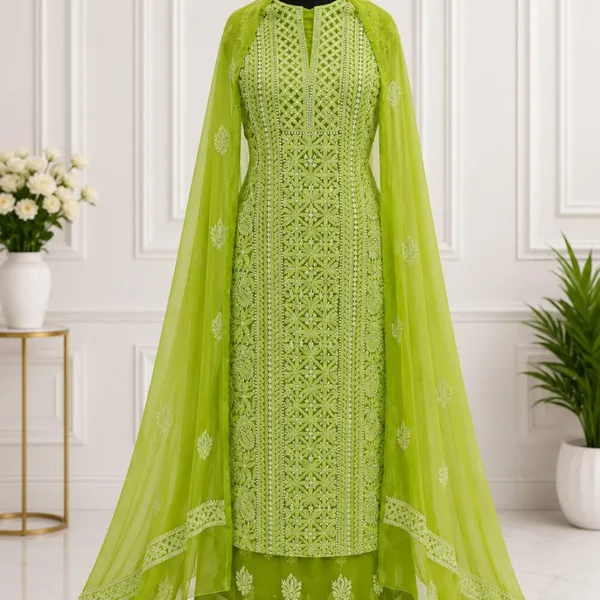 Lime_Green_Suit_Piece_Chiffon_Jaal_With_Dupatta