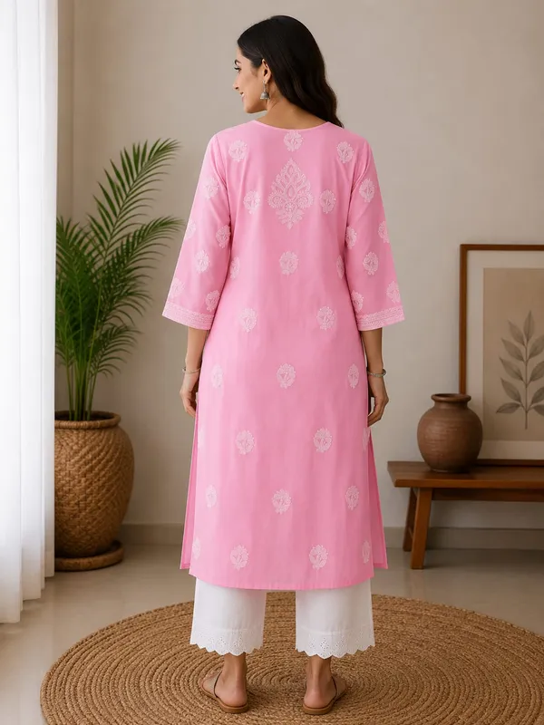 Baby_Pink_Kurti_Cotton_Full_Jaal_Work