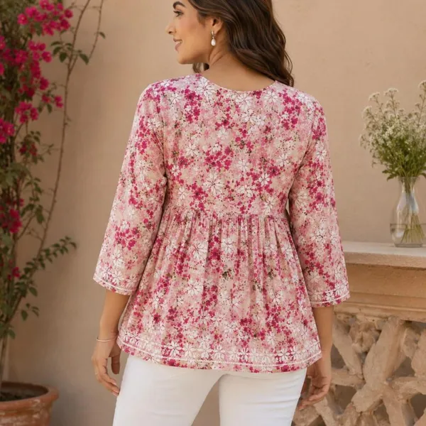 Blush_Pink_Floral_Handcrafted_Lucknowi_Chikan_Cotton_Short_Top