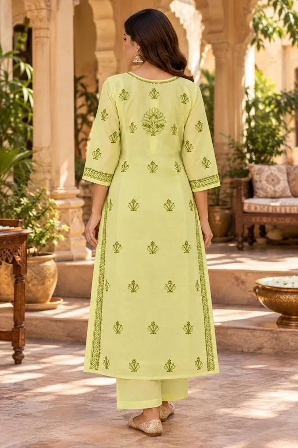 Lemon_Yellow_Hand_Embroidered_Chikan_Cotton_Kurti