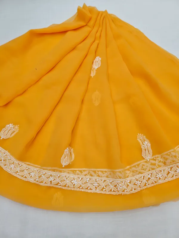 Golden_Yellow_Hand_Embroidered_Soft_Chiffon_Unstitched_Garth_Chikankari_Suit_Set_With_Dupatta