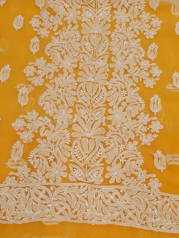 Golden_Yellow_Hand_Embroidered_Soft_Chiffon_Unstitched_Garth_Chikankari_Suit_Set_With_Dupatta