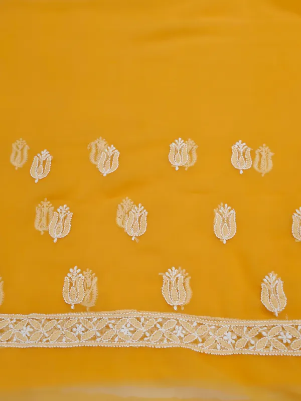 Golden_Yellow_Hand_Embroidered_Soft_Chiffon_Unstitched_Garth_Chikankari_Suit_Set_With_Dupatta