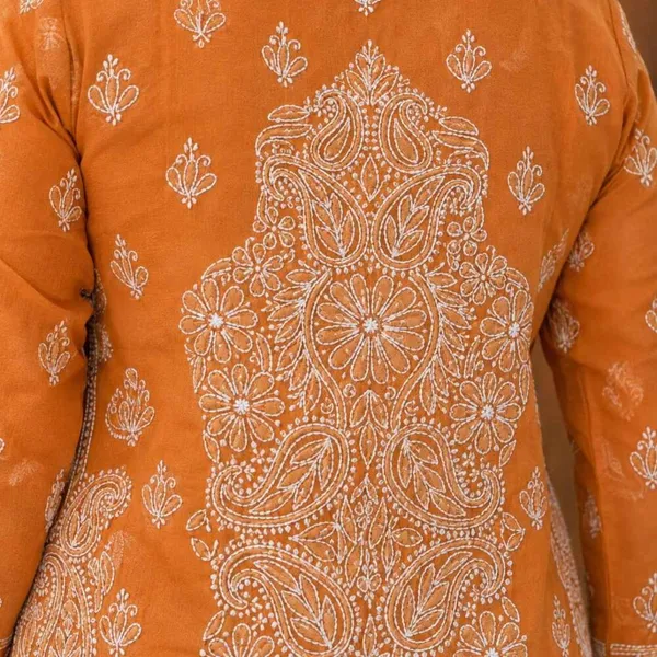 Mustard_Orange_Hand_Embroidered_Lucknowi_Chikankari_Akira_Cotton_Kurti