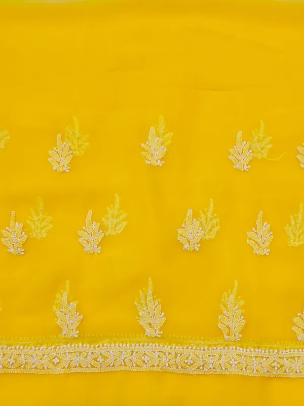 Sunshine_Yellow_Hand_Crafted_Soft_Chiffon_Unstitched_Chikan_Suit_Set_Panel_Pattern