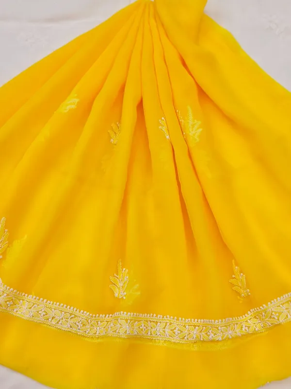 Sunshine_Yellow_Hand_Crafted_Soft_Chiffon_Unstitched_Chikan_Suit_Set_Panel_Pattern