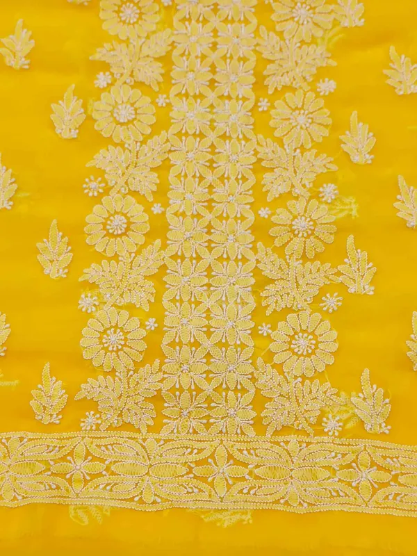Sunshine_Yellow_Hand_Crafted_Soft_Chiffon_Unstitched_Chikan_Suit_Set_Panel_Pattern