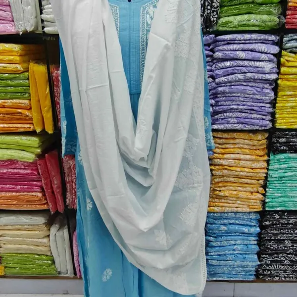 White_Hand_Embroidered_Lucknowi_Chikankari_Pure_Soft_Cotton_Dupatta