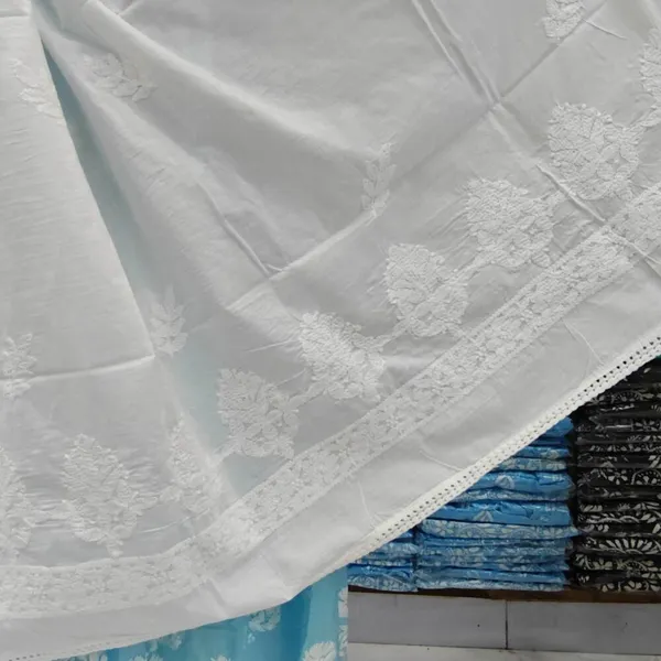 White_Hand_Embroidered_Lucknowi_Chikankari_Pure_Soft_Cotton_Dupatta