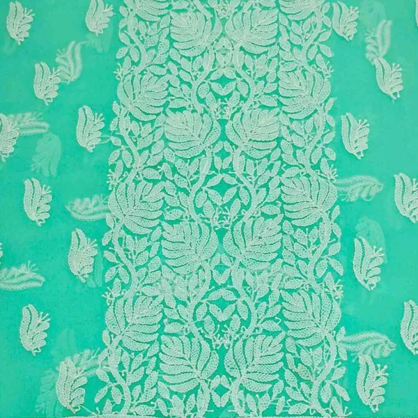 Sea_Green_Hand_Embroidered_Soft_Chiffon_Unstitched_Leaf_Chikankari_Suit_Set_With_Dupatta