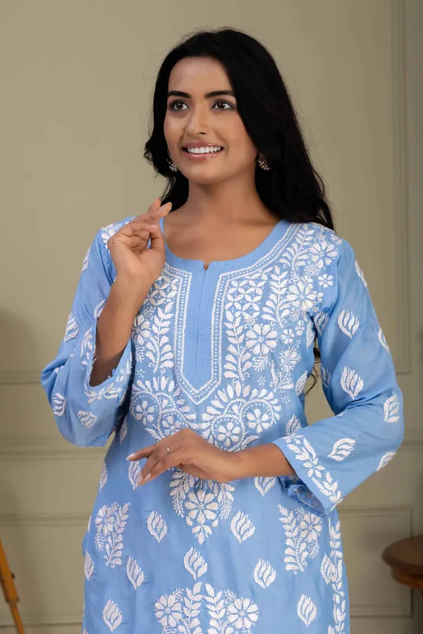 Sky_Blue_Muslin_Kurti_Set