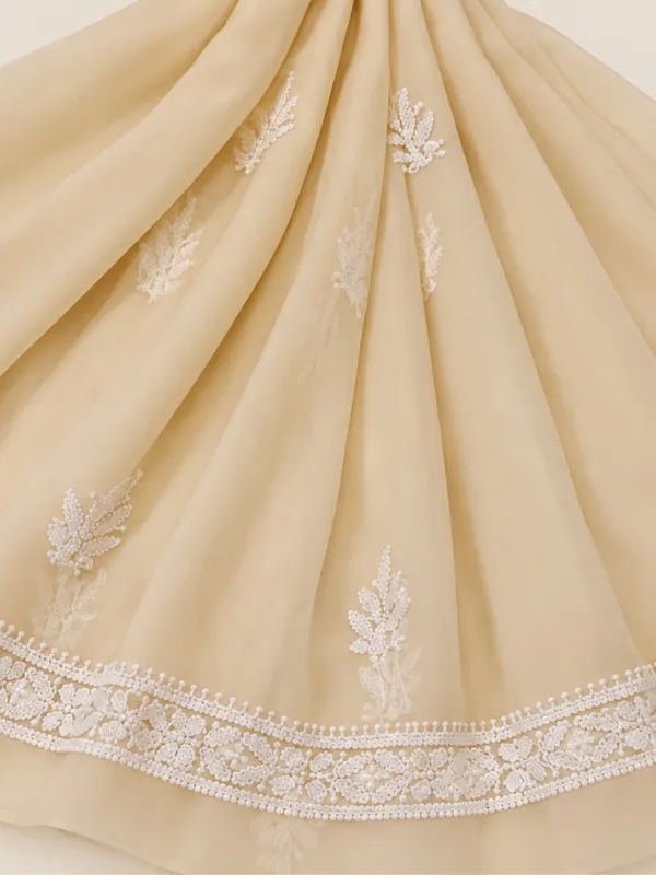 Cream_White_Hand_Crafted_Soft_Chiffon_Unstitched_Chikan_Suit_Set_Panel_Pattern